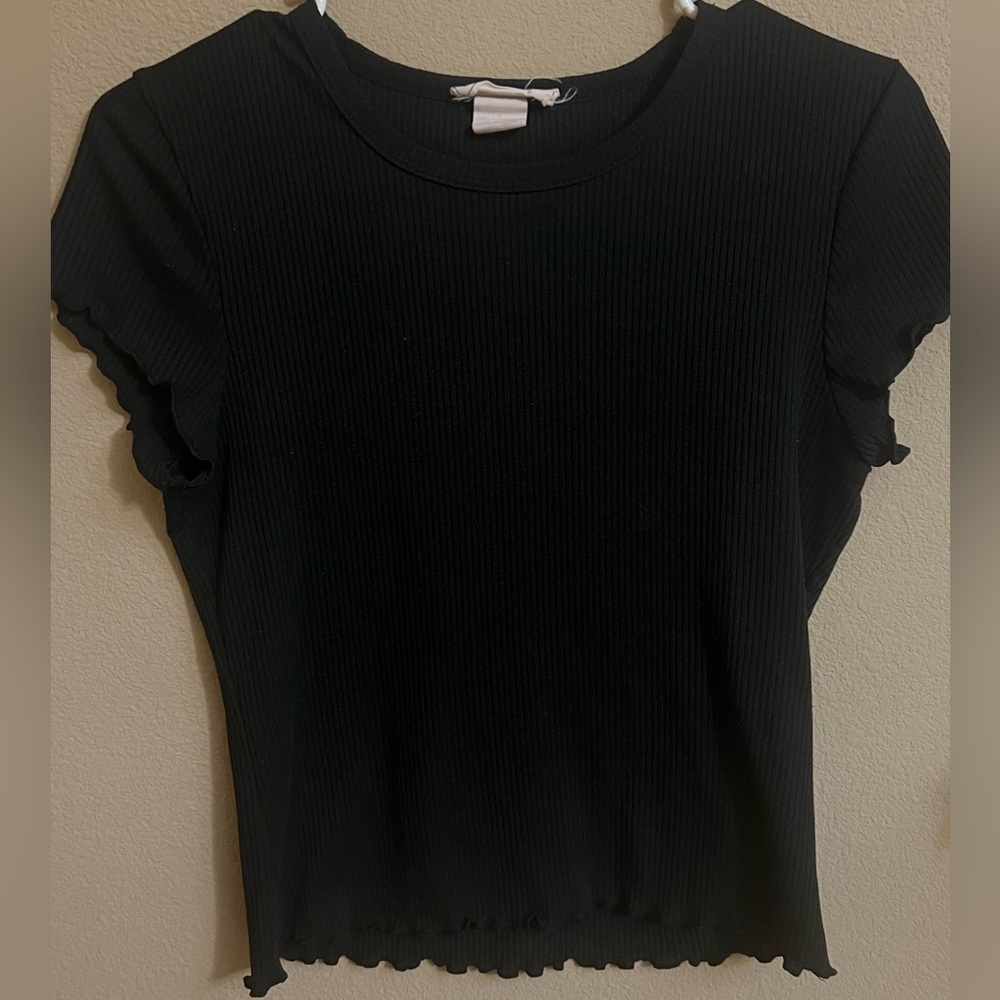 Black Ribbed Women's Top